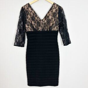 Y2K Adrianna Papell Floral Lace Bandage Dress Size 4 Black Women's